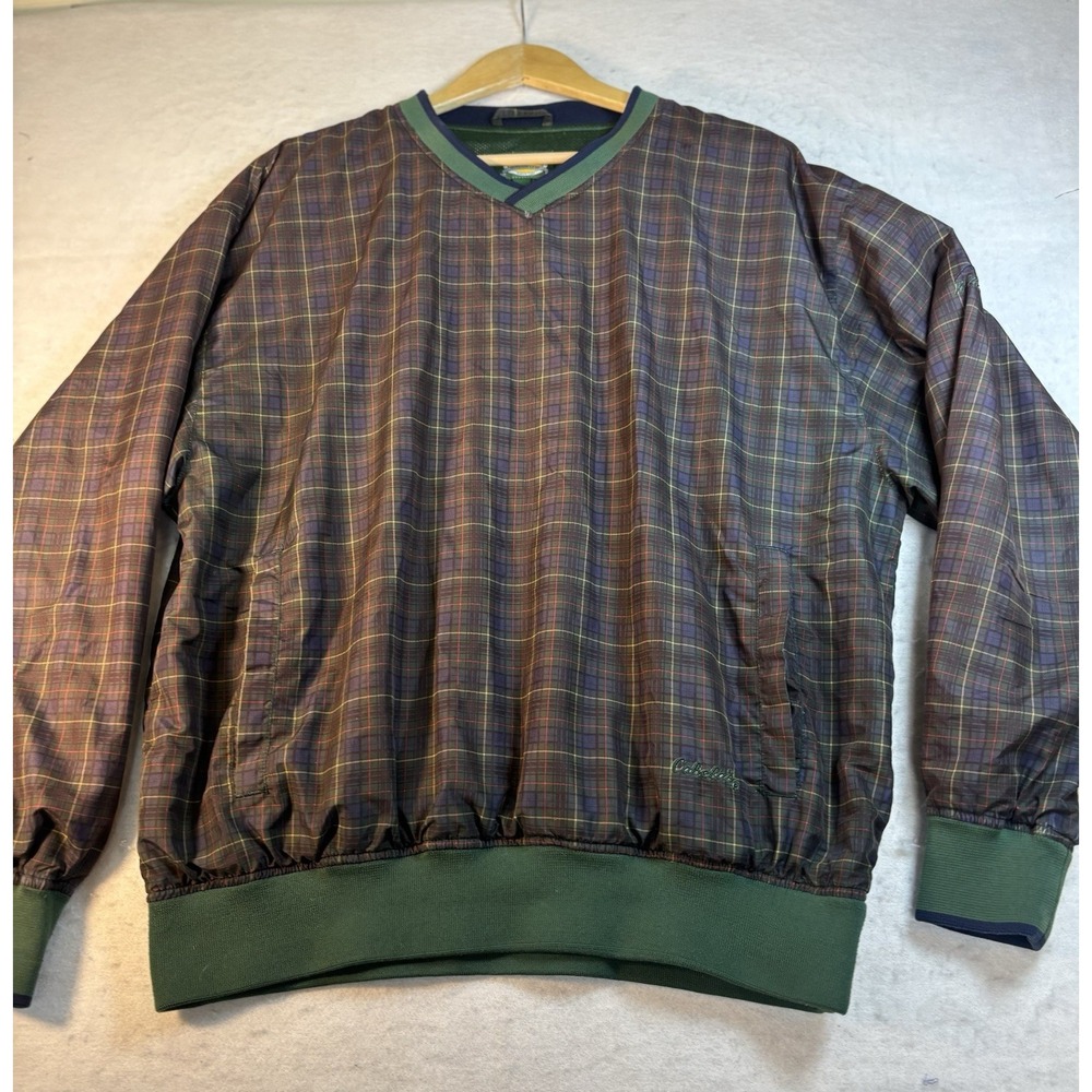 Cabela's Windcrest Pullover Windshirt Mens L Green V-Neck Gorpcore Outdoor VTG